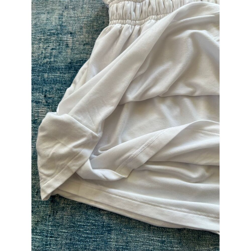 Aritzia Wilfred White GoodLux Ruby Drapey Jersey Scoopneck Peplum Top XXS - Picture 6 of 8